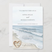 Beach Ocean Heart Sand Wedding Kaart (Voorkant)