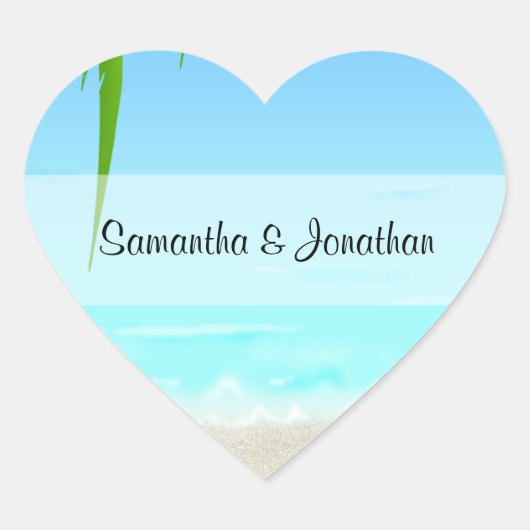 Beach/Ocean Heart Shaped Stickers (Voorkant)