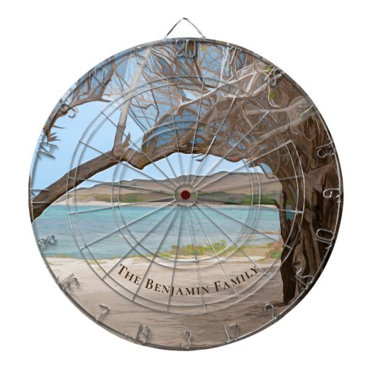Beach Ocean Hill Side Waterverf personaliseren Dartbord (Voorkant)