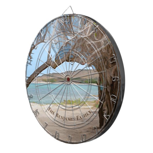 Beach Ocean Hill Side Waterverf personaliseren Dartbord (Voorkant Rechts)
