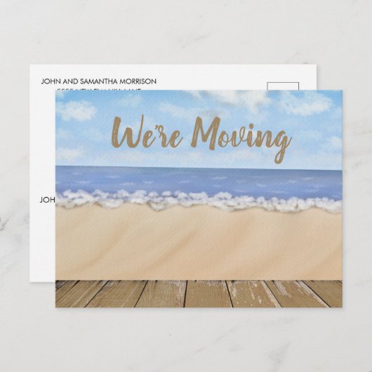 Beach Ocean Landscape Change Address Notice Aankondigingskaart (Voorkant / Achterkant)