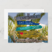 Beach Ocean Live Simple Inspirerend Motivatie Briefkaart (Voorkant / Achterkant)