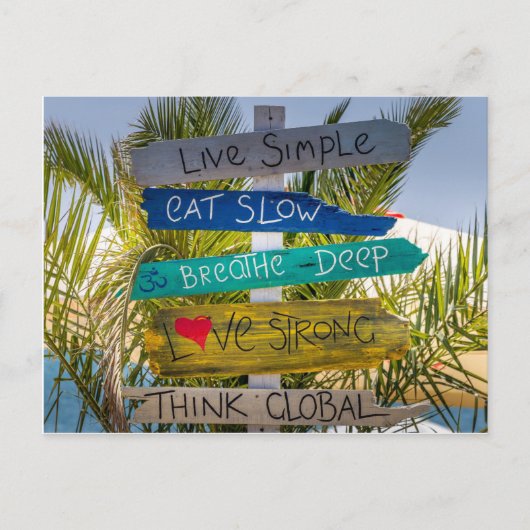 Beach Ocean Live Simple Inspirerend Motivatie Briefkaart (Voorkant)