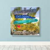 Beach Ocean Live Simple Inspirerend Motivatie Canvas Afdruk (Insitu (Houten vloer))