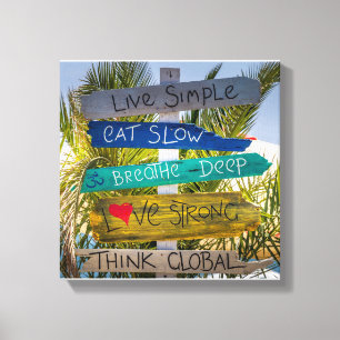 Beach Ocean Live Simple Inspirerend Motivatie Canvas Afdruk