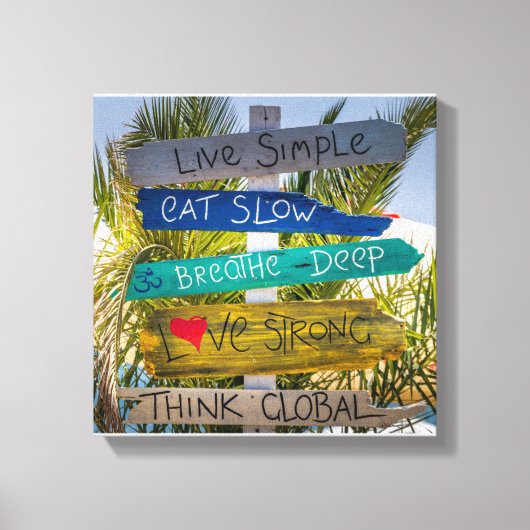 Beach Ocean Live Simple Inspirerend Motivatie Canvas Afdruk (Voorkant)