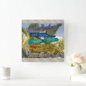 Beach Ocean Live Simple Inspirerend Motivatie Vierkante Klok (Huis)