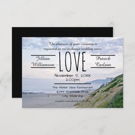 Beach/Ocean Love - 3x5 Wedding Invitation Kaart (Voorkant / Achterkant)