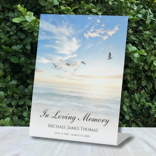 Beach Ocean Memorial of begrafenis Foto Tribute Reclamebord Met Voetstuk