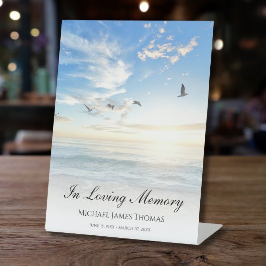 Beach Ocean Memorial of begrafenis Foto Tribute Reclamebord Met Voetstuk