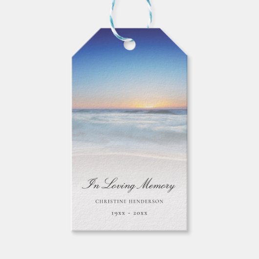 Beach Ocean Memorial of Funeral Tribution Cadeaulabel (Voorkant)