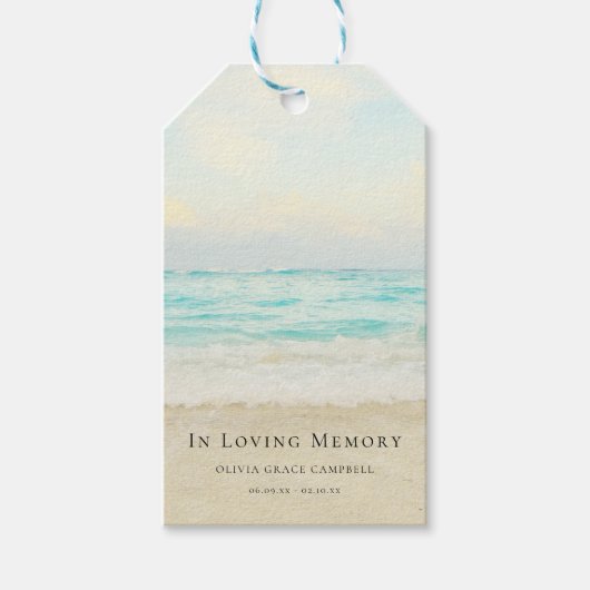 Beach Ocean Memorial of Funeral Tribution Cadeaulabel (Voorkant)
