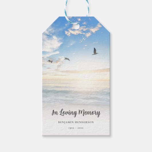 Beach Ocean Memorial of Funeral Tribution Cadeaulabel (Voorkant)