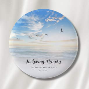 Beach Ocean Memorial of Funeral Tribution Ronde Button 5,7 Cm