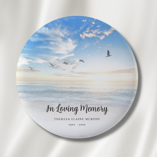 Beach Ocean Memorial of Funeral Tribution Ronde Button 5,7 Cm