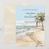 Beach Ocean Palm Tree Wedding Kaart (Voorkant / Achterkant)