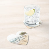 Beach Ocean Palm Tree Wedding Kartonnen Onderzetters (Insitu)