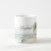 Beach Ocean Palm Tree Wedding Koffiemok (Center)