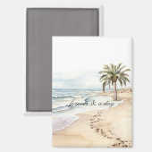Beach Ocean Palm Tree Wedding Magneet (Voorkant / Achterkant)