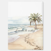 Beach Ocean Palm Tree Wedding Magneet (Voorkant)
