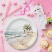 Beach Ocean Palm Tree Wedding Papieren Bordje (Feest)
