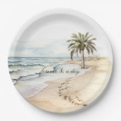 Beach Ocean Palm Tree Wedding Papieren Bordje (Voorkant)