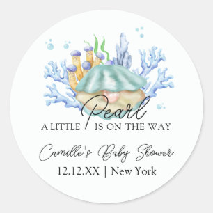 Beach Ocean Pearl onder het Zee Baby shower Ronde Sticker