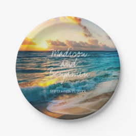Beach Ocean Personalised Weddending Cake Borden Papieren Bordje