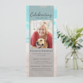 Beach Ocean Photo begrafenis digitale uitnodiging (Staand voorkant)