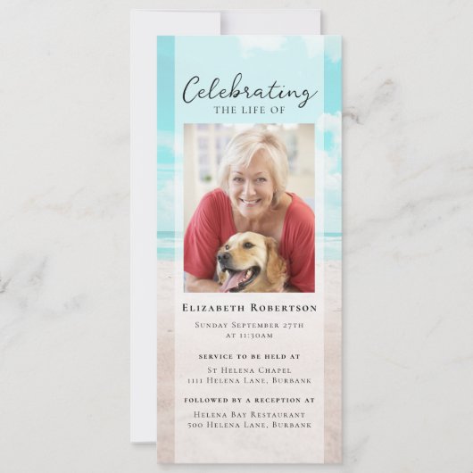 Beach Ocean Photo begrafenis digitale uitnodiging (Voorkant)