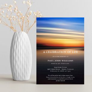 Beach Ocean Photo Celebration of Life Funeral Grey Kaart