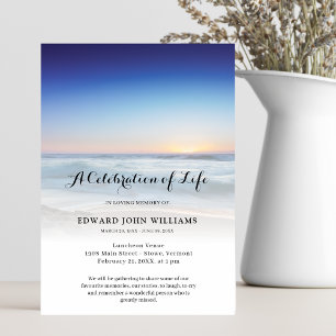 Beach Ocean Photo Celebration of Life Funeral Kaart
