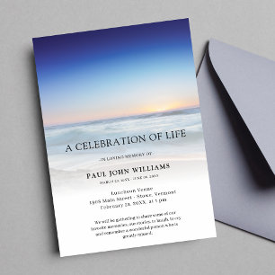 Beach Ocean Photo Celebration of Life Funeral Kaart