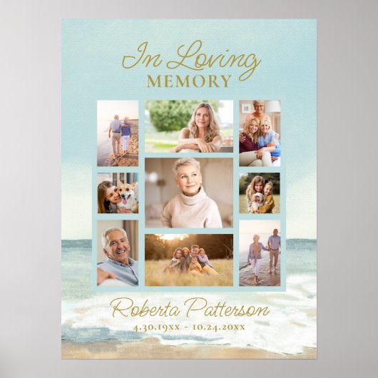 Beach Ocean Photo Collage begrafenismonument Welko Poster (Voorkant)