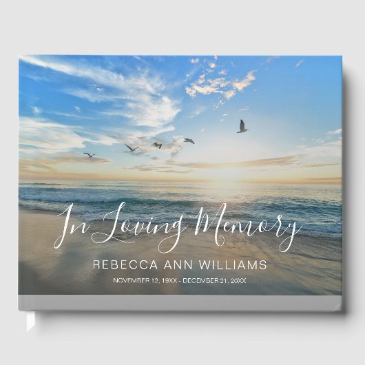 Beach Ocean Photo Memorial of Funeral Guest Book Gastenboek (Voorkant)
