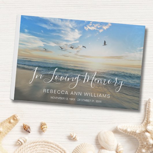 Beach Ocean Photo Memorial of Funeral Guest Book Gastenboek