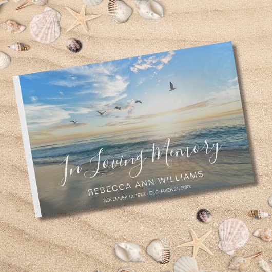 Beach Ocean Photo Memorial of Funeral Guest Book Gastenboek