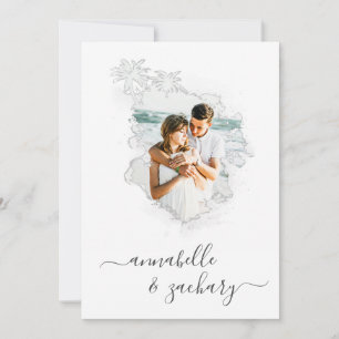 *~* Beach Ocean PHOTO + RSVP + QR AR6 Weddenschap Kaart