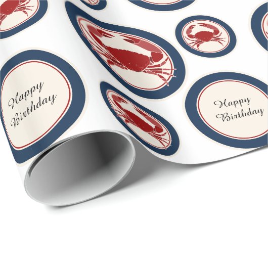 Beach Ocean Red Crabs Verjaardag Cadeaupapier (Rol Hoek)