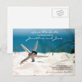 Beach Ocean Rings Starfish Wedding Save the Date Aankondigingskaart (Voorkant / Achterkant)
