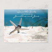 Beach Ocean Rings Starfish Wedding Save the Date Aankondigingskaart (Voorkant)