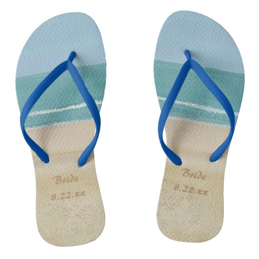 Beach Ocean Sand Bride Wedding Teenslippers (Voetbed)