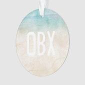 Beach Ocean Sand INITIALEN Blue Photo Keepsake Ornament (voorkant)