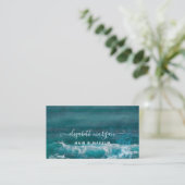 Beach Ocean Script Aqua Green Blue Modern Visitekaartje (Staand voorkant)