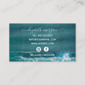 Beach Ocean Script Aqua Green Blue Modern Visitekaartje (Achterkant)
