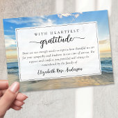 Beach Ocean Script Sympathy Funeral Bedankkaart