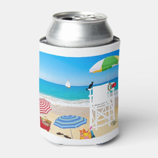 Beach Ocean Sea Lifeguard Guardian Parasols Blikjeskoeler (Blikje Voorkant)