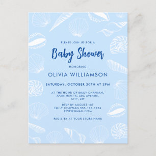 Beach Ocean Sea Shells Boy Baby shower Briefkaart