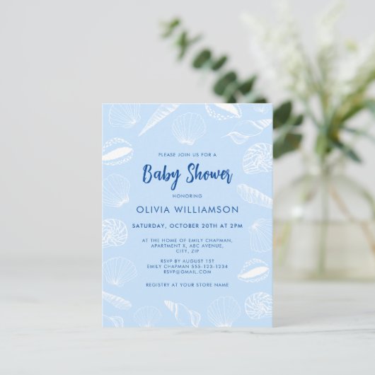 Beach Ocean Sea Shells Boy Baby shower Briefkaart (Staand voorkant)