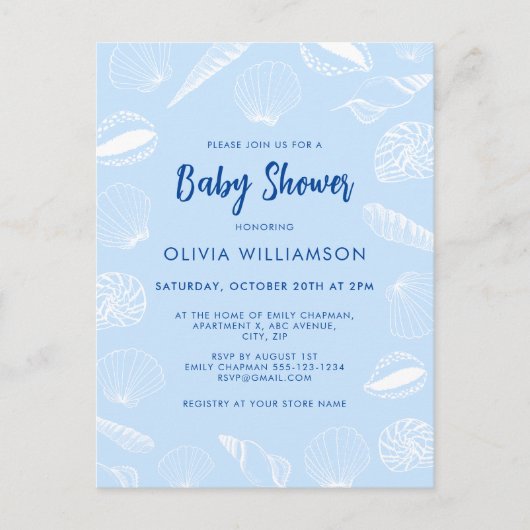 Beach Ocean Sea Shells Boy Baby shower Briefkaart (Voorkant)